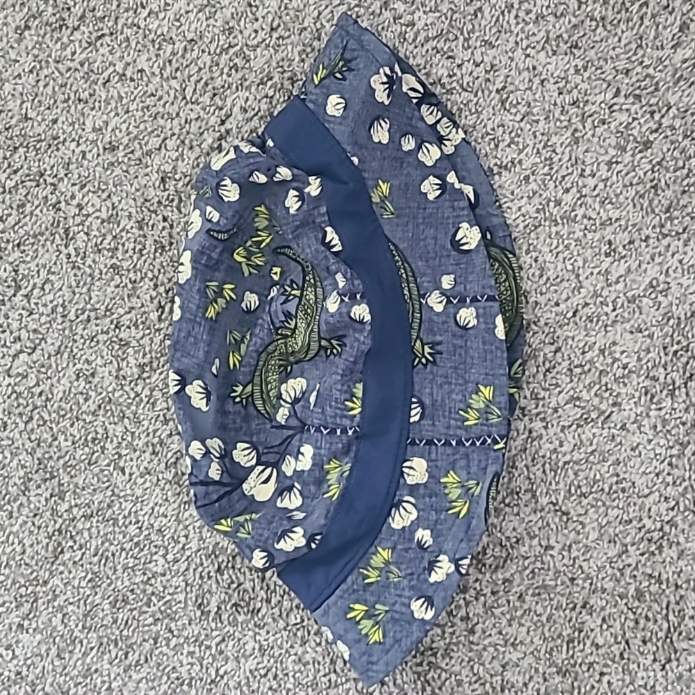 Patagonia packable alligator cotton plant print blue bucket hat size L